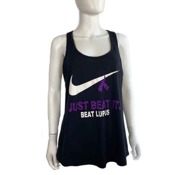 Just Beat Lupus Racer Back Black Purple Ribbon Tank - Picture 1 of 7
